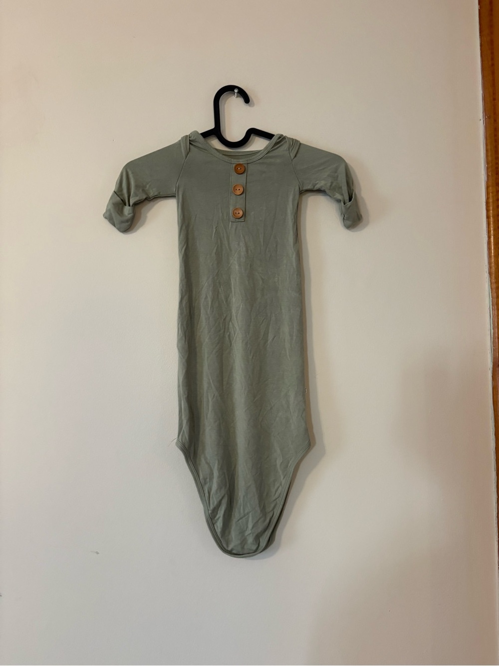 Caden Lane Olive One-Piece Gown with Wooden Button Placket